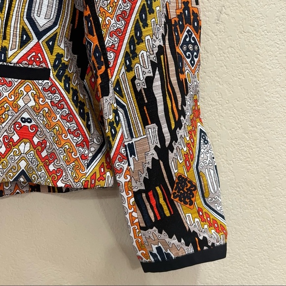 Trina Turk Womens Silk Blazer Tribal Diamond Moderna Sz 10 Southwestern Boho EUC - Picture 7 of 10